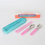 Kids Cutlery Set With Case For School Lunches Teal