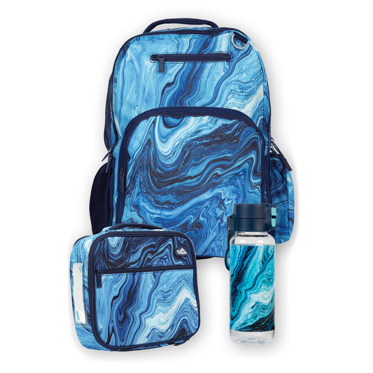 Spencil Matching School Bag Set Ocean Marble