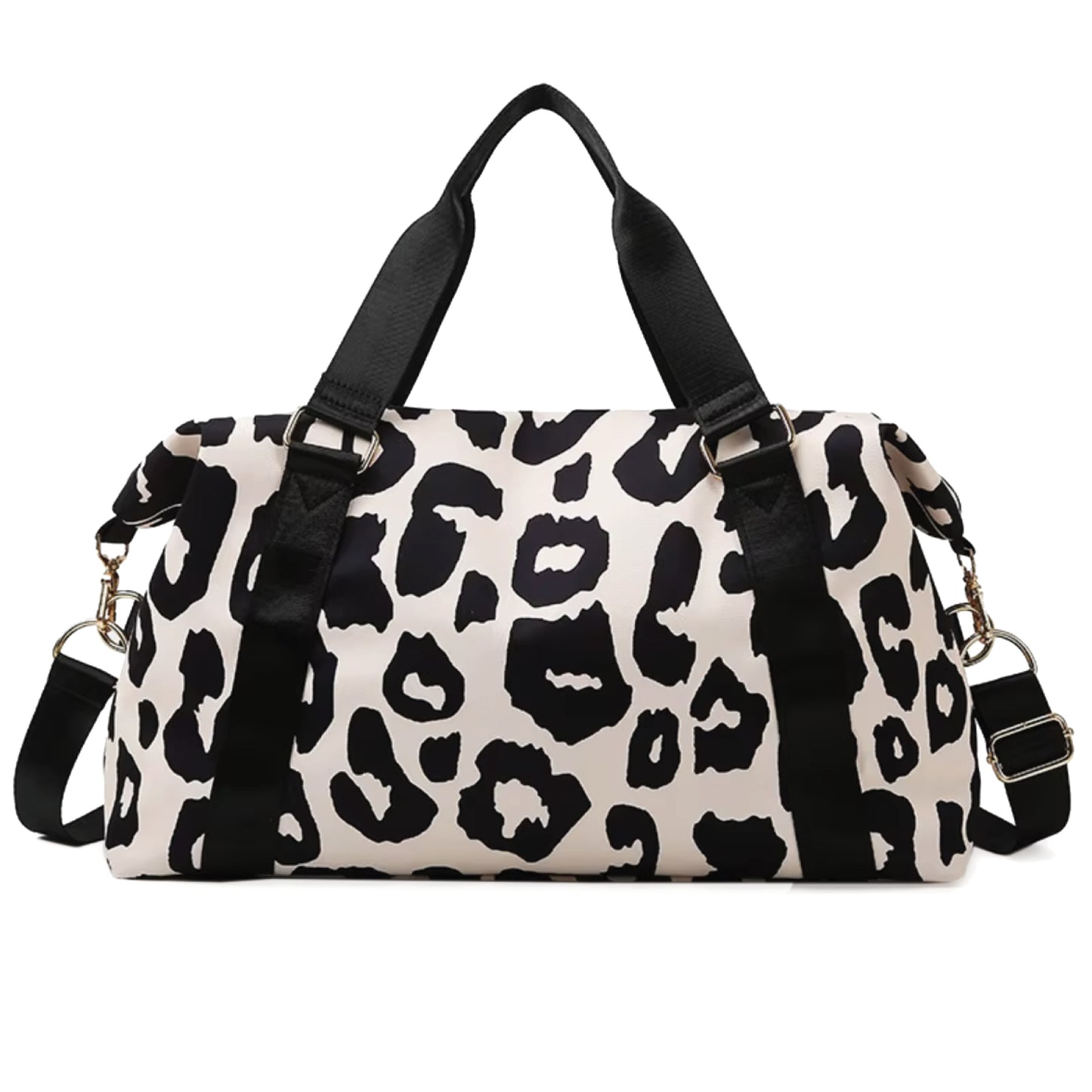 Spixal Leopard Print Travel Bag Black