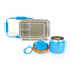 Blue stainless steel lunch kit: Core bento box and 800ml food jar | Spixal