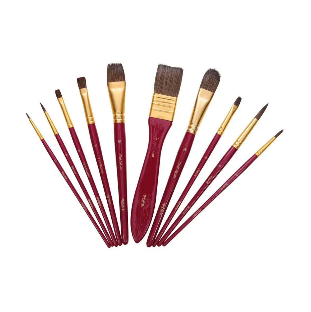 Mont Marte Brush Set Wallet 11 Piece - Watercolour - 10 brushes included