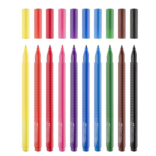 Faber Castell Triangle Grips Felt Tip Pen Marker 10 Pack
