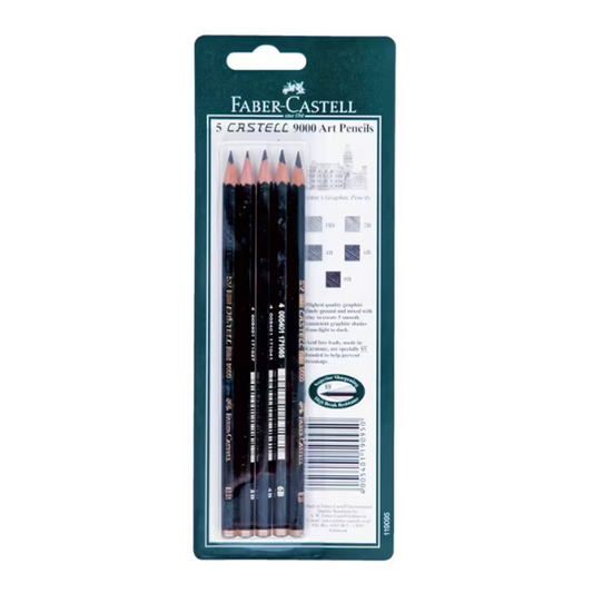 Faber Castell 9000 Pencils Graphite Sketch Pencils Card/5 front