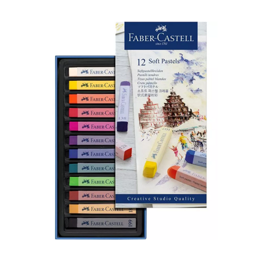 Faber Castell Gel Soft Pastels Watercolour, 12 Pack inside the pack