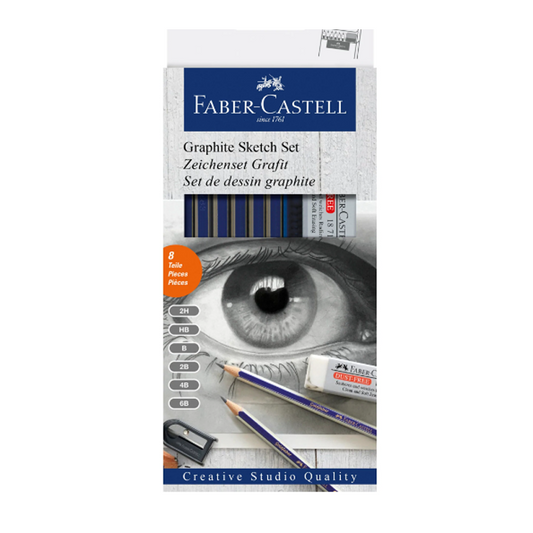 Faber Castell Graphite Sketch Set includes 6 pencil