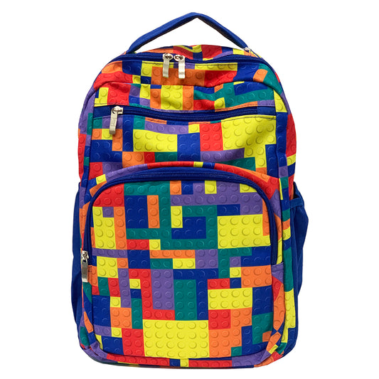 Got It Covered Blue Lego Brick Mania School Bag front view