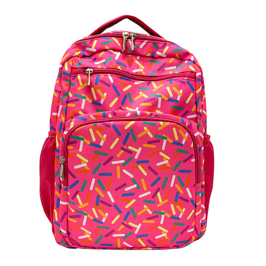 Got It Covered Hot Pink Sprinkles School Bag - front view