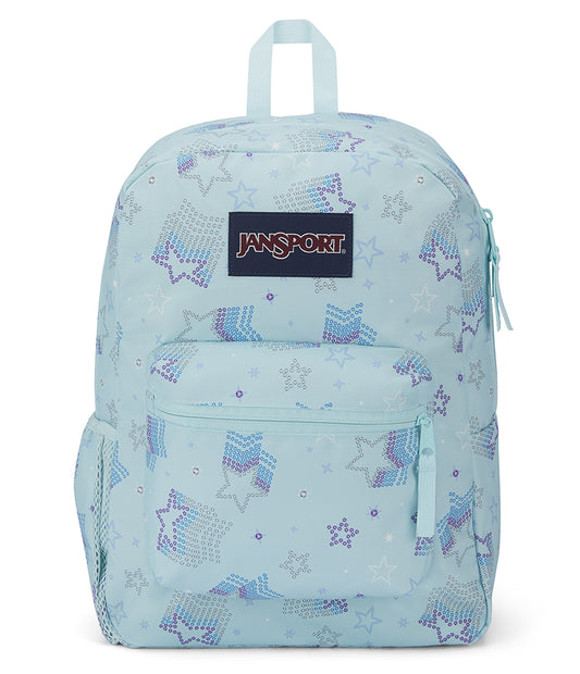 Jansport Cross Town Backpack Sparkle Stars Blue front view