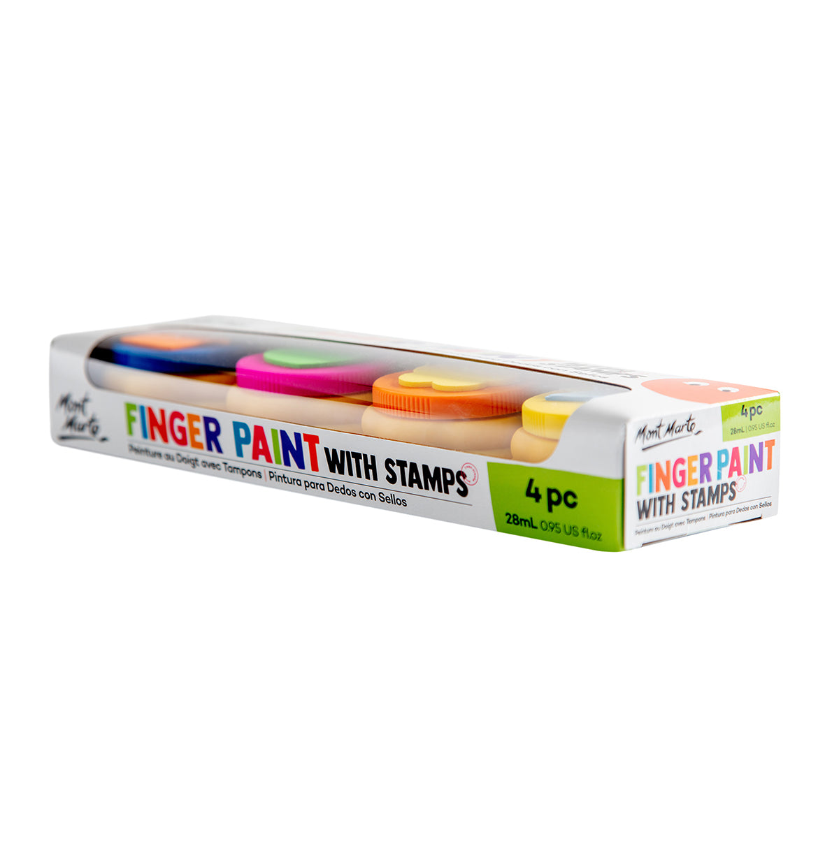Mont Marte Kids Finger Paints With Stamps - 4 brilliant colour