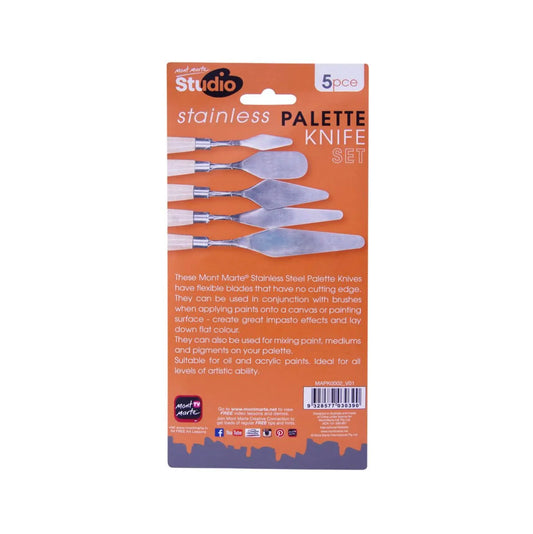 Mont Marte Palette Knife Set - Stainless Steel 5 Piece - back view