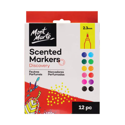 Mont Marte Scented Markers Discovery 2.3mm Tip 12pc - front view