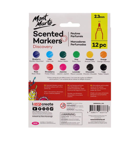 Mont Marte Scented Markers Discovery 2.3mm Tip 12pc - back view