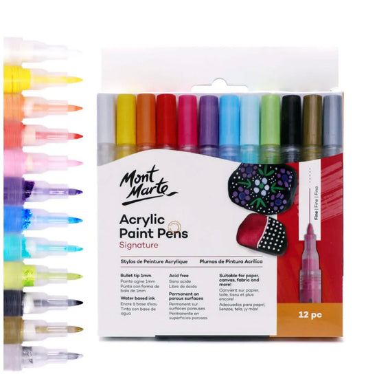 Mont Marte Acrylic Paint Pens Signature Broad Tip 3mm (0.12in) 12pc front