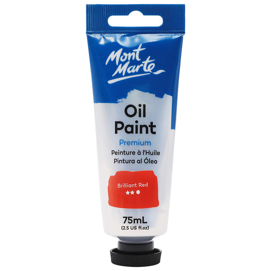 Mont Marte Premium Oil Paint 75ml - Brilliant Red - front view