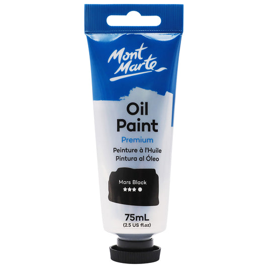 Mont Marte Premium Oil Paint 75ml - Mars Black - front view