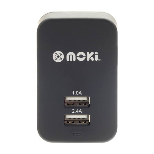 Moki Dual Usb Wall Charger 3.4A + 1A Black ideal for tablets and mobile phone