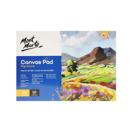 Mont Marte Canvas Pad A4 10 Sheets - front view, 280 gsm