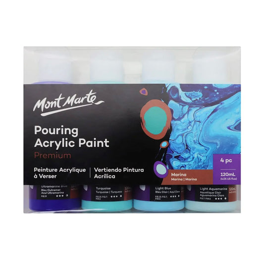 Mont Marte Pouring Paint 4pc 120ml - Marina - front view