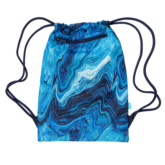 Spencil Big Drawstring Bag Ocean Marble Blue