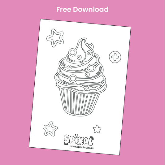 Free Colouring In - Cupcake Colouring In