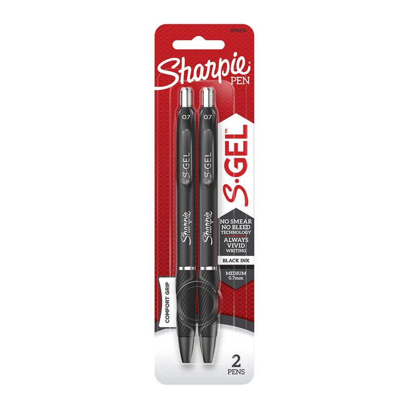 SHARPIE GEL PEN Retractable 0.7mm Black Pack of 2