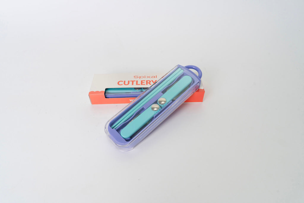 Kids Cutlery Set With Case For School Lunches Purple