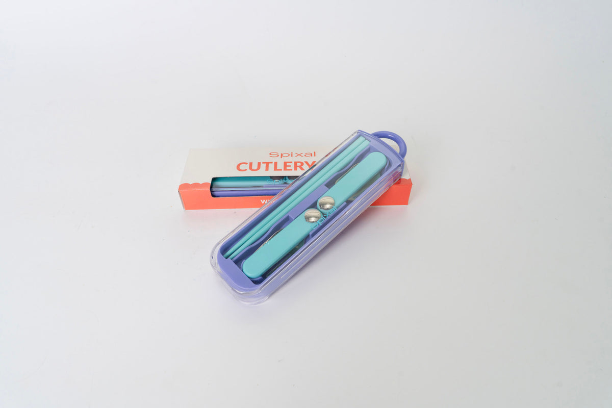 Kids Cutlery Set With Case For School Lunches Purple