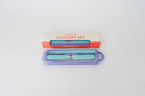 Kids Cutlery Set With Case For School Lunches Purple