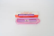 Kids Cutlery Set With Case For School Lunches Pink