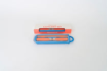Kids Cutlery Set With Case For School Lunches Blue
