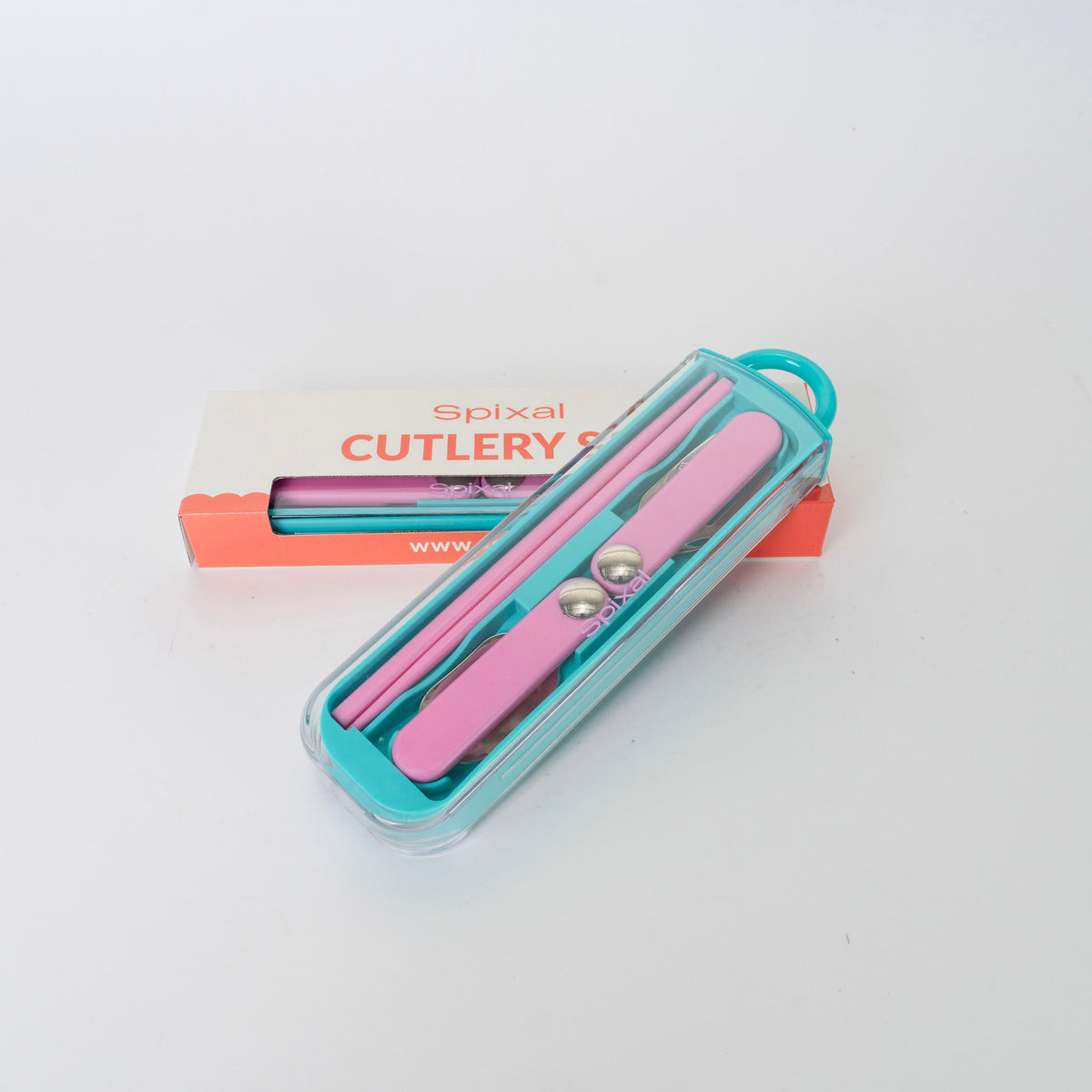 Kids Cutlery Set With Case For School Lunches Teal