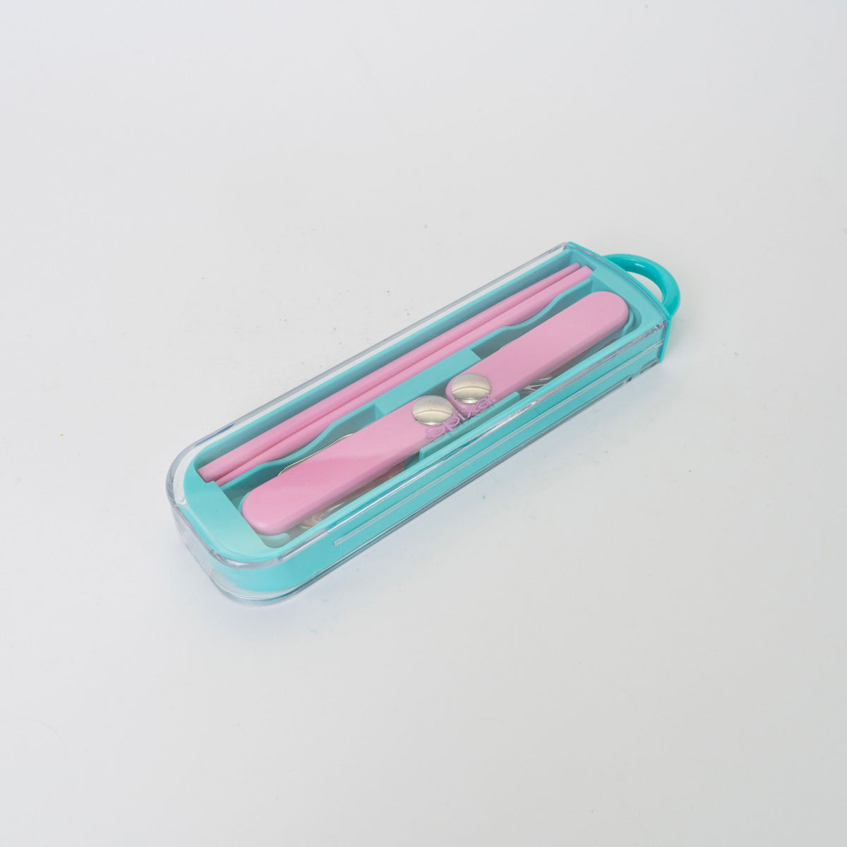 Kids Cutlery Set With Case For School Lunches Teal