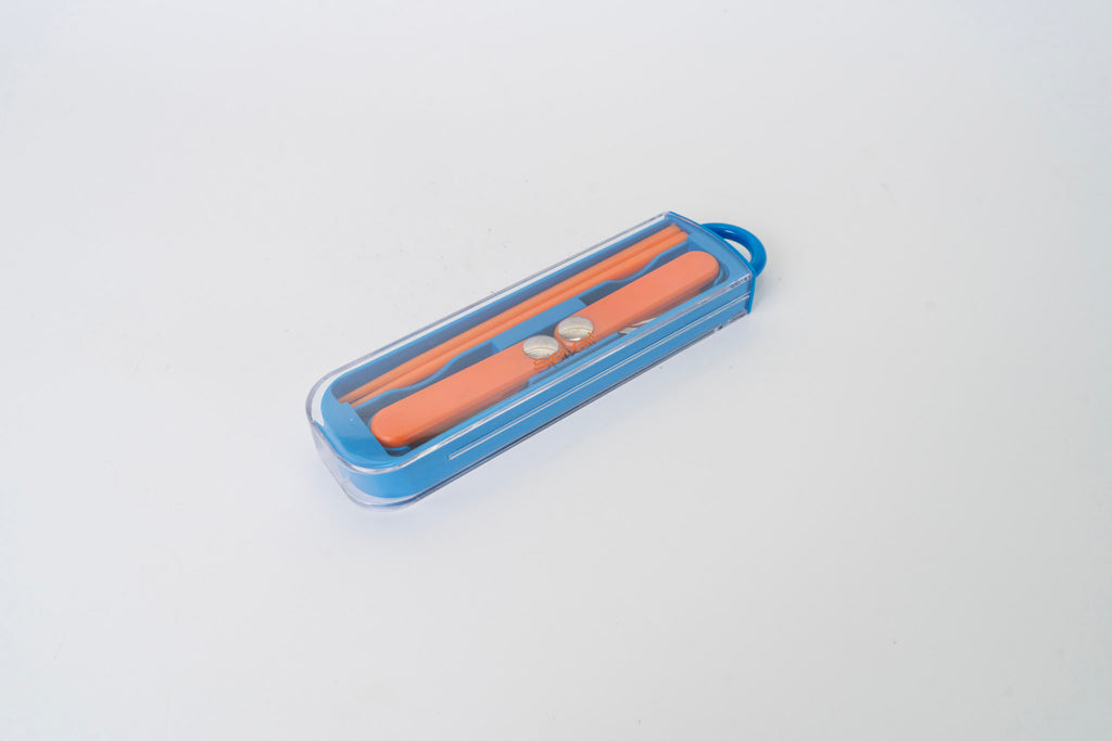 Kids Cutlery Set With Case For School Lunches Blue