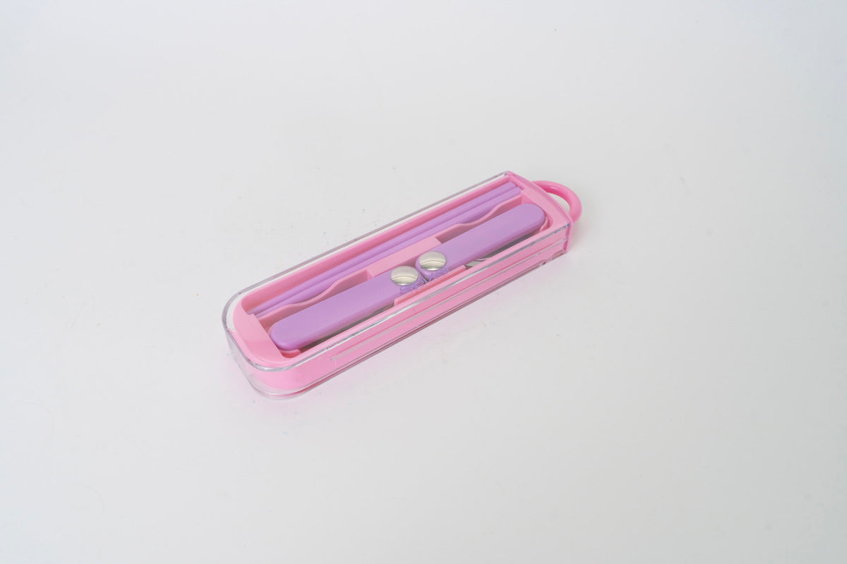 Kids Cutlery Set With Case For School Lunches Pink
