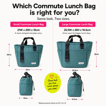 Compare the large and small green insulated tote bags from the Spixal commute series 
