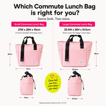 Compare the large and small pink insulated tote bags from the Spixal commute series 
