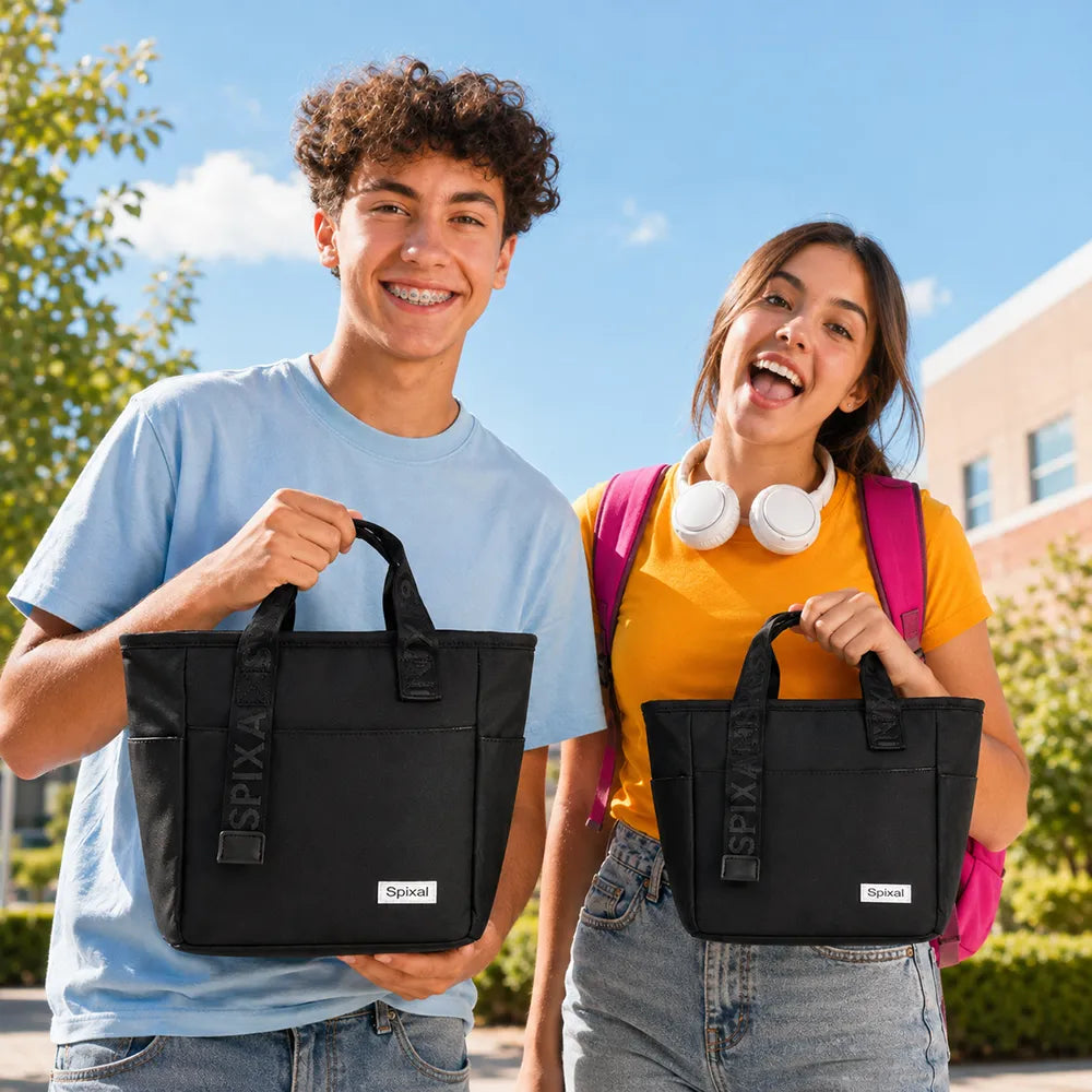 Commute Small Black Insulated Lunch Tote Bag for Work & School Secondary image