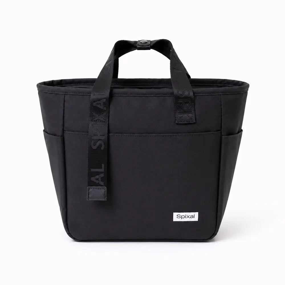 Large black insulated tote lunch bag work teens high school middle school from the Spixal commute series Main image