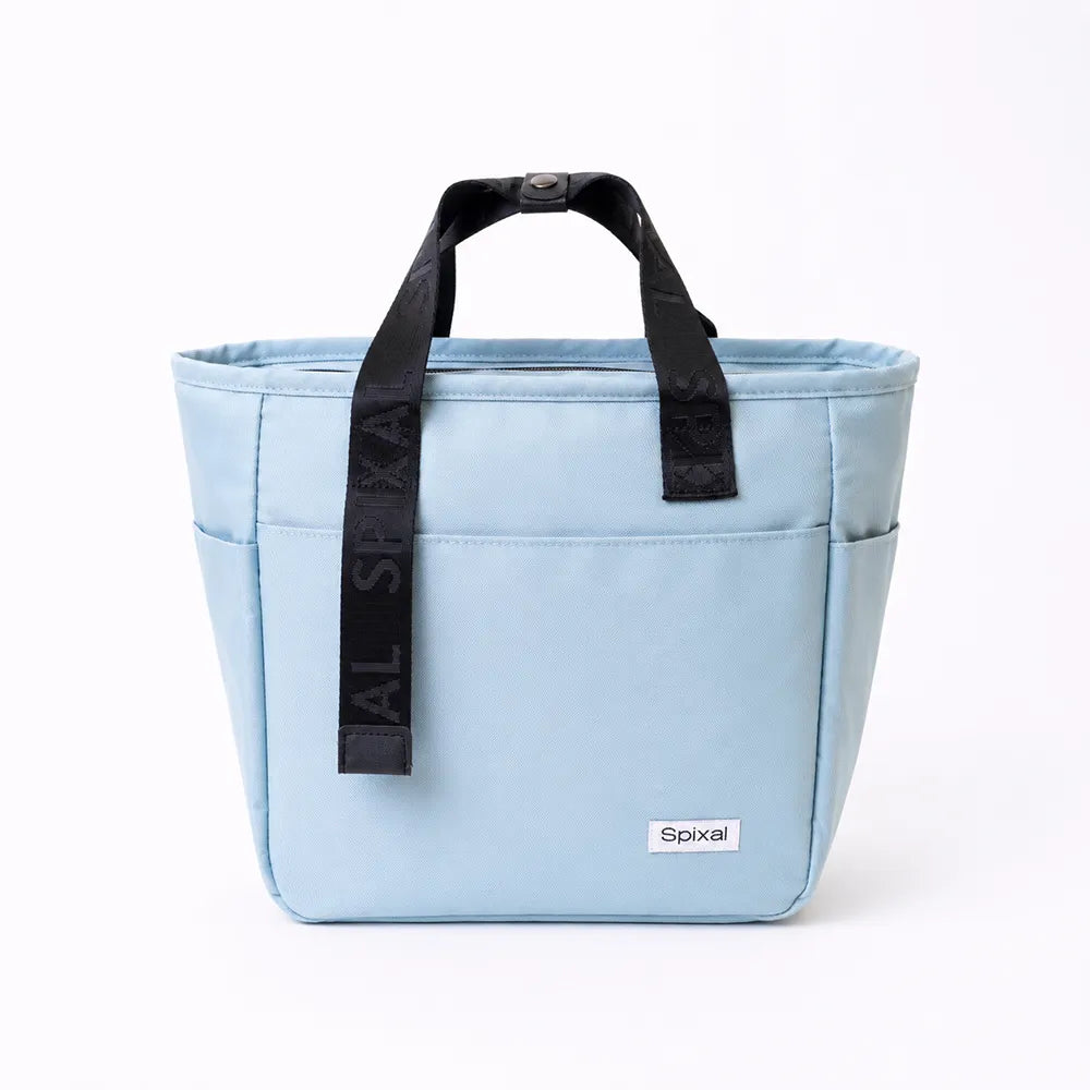 Large blue insulated tote lunch bag work teens high school middle school from the Spixal commute series Main image