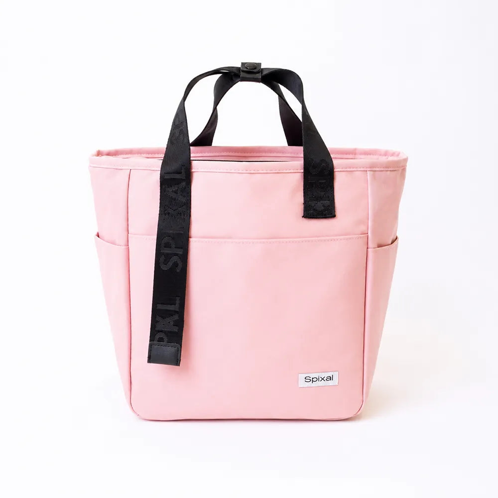 Large pink insulated tote lunch bag work teens high school middle school from the Spixal commute series Main image