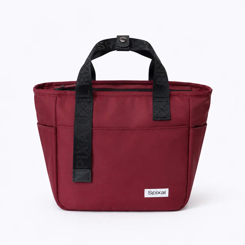 Large red insulated tote lunch bag work teens high school middle school from the Spixal commute series front