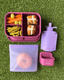 Kids Lunch Set Pink and Purple — bento snack box sandwich bag and yoghurt pouch bundle | Spixal