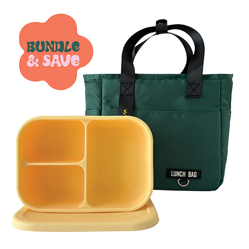 Spixal Lunch Bag & Bento Box Set - Green + Yellow