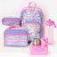 Rainbow unicorn backpack lunch bag and matching pencil case pink bento box insulated food jar and water bottle  | packing the kids school bag just got way more fun | Spixal