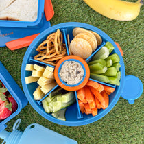Roundie Round Bento Lunch Box Blue — Snack plate with dip container | Spixal