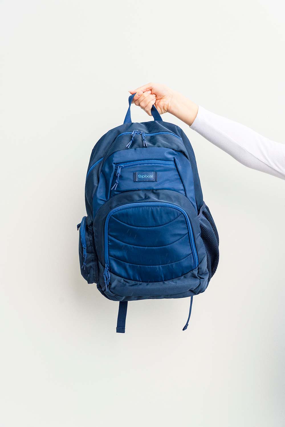 Duotone navy royal blue large laptop backpack school bag for primary school middle school high school teens or adults | Cotton twill fabric | Spixal