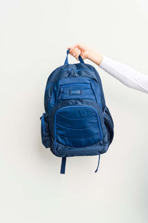 Duotone navy royal blue large laptop backpack school bag for primary school middle school high school teens or adults | Cotton twill fabric | Spixal