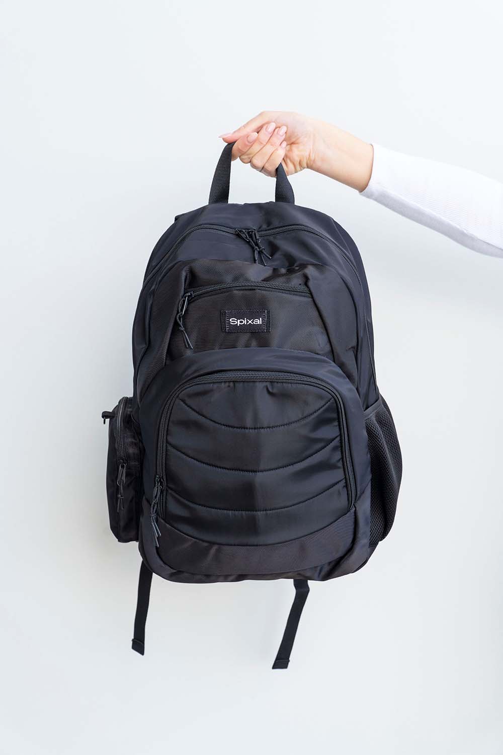 Large black backpack school bags for kids teens and uni. It's cotton twill making it durable suitable for all ages and genders | Spixal