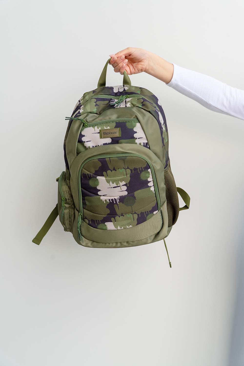 green camouflage camo  large backpack school bag for primary school middle school high school teens or adults | Spixal
