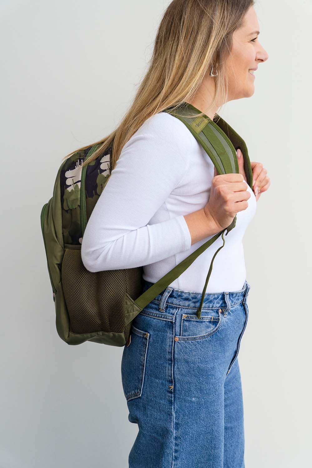 green camouflage camo  large backpack school bag for primary school middle school high school teens or adults | Adjustable padded straps | Spixal